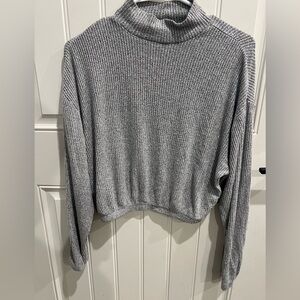 Garage Gray Crew Neck Ribbed Sweater